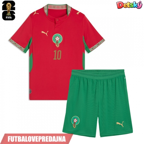 Lacne Dětský Futbalové dres Maroko Brahim Diaz #10 MS 2026 Krátky Rukáv - Domáci (+ trenírky)